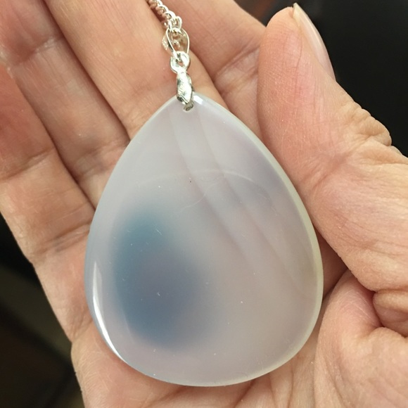Scenic dendritic agate pendant 925 plated chain - Picture 4 of 4